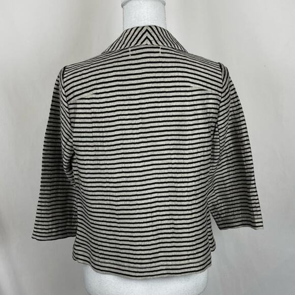 LOFT Black & Metallic Champagne Striped Linen Party Event Jacket NWOT Size 0P - Picture 5 of 12